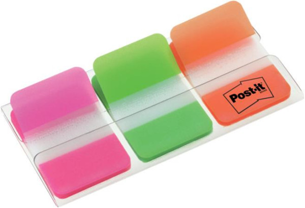 Záložky, plastové, spevnené, 3x22 listov, 25x38 mm, 3M POSTIT, mix 2