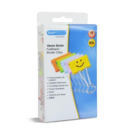 Klipy na dokumenty, 19 mm, RAPESCO, "Fun", mix farieb 2