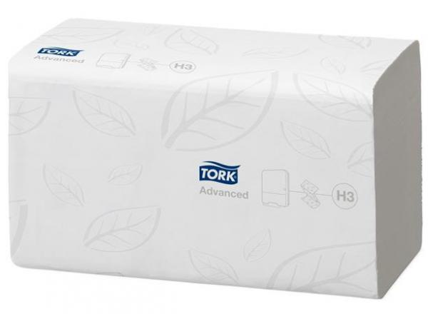 Papierové utierky, Z ohyb, 2-vrstvové, H3 systém, Advanved, TORK "Singlefold", biela 1