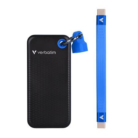 SSD (externá pamäť), 1TB, USB 3.2 Gen2, VERBATIM "Pocket SSD", čierna/modrá 3