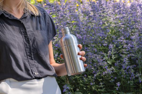 Fľaša Soda na sýtené nápoje z RCS recyklovaného hliníka strieborná 9