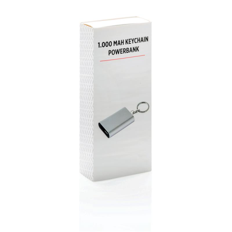Klíčenka s powerbankou 1 000 mAh strieborná 11