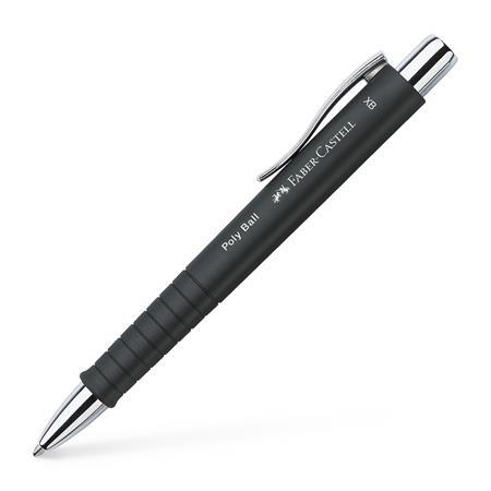 Guľôčkové pero, 0,5 mm, stláčací mechanizmus, FABER-CASTELL "Poly Ball", čierna 1