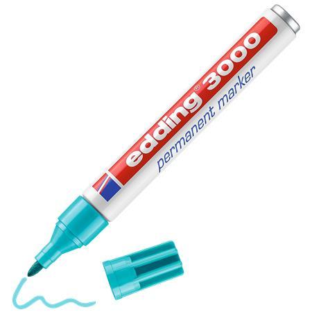 Permanentný popisovač, 1,5-3 mm, kužeľovitý hrot, EDDING "3000", tyrkysová 3