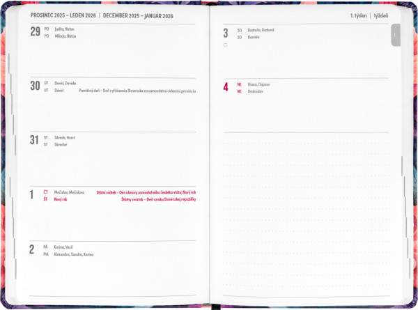 NOTIQUE 18-mesačný diár Petito – Kytica 2025/2026, 11 x 17 cm 1