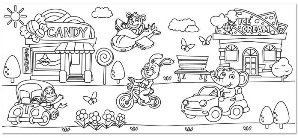 Omaľovávanka v kotúči, samolepiaca, 31x355 cm, STICK N, veselé popoludnie 3