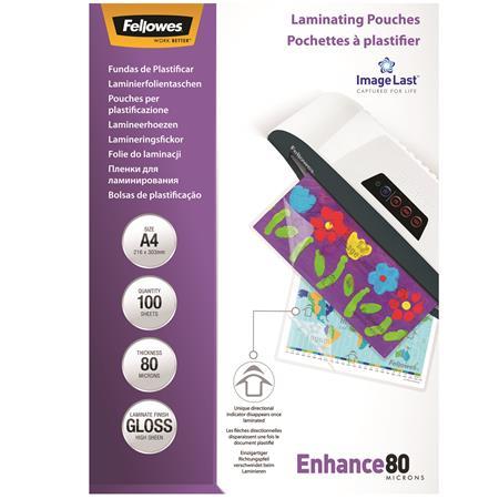 Laminovacia fólia, 80 mikr.,  A4, lesklá, 100 ks,  FELLOWES 1