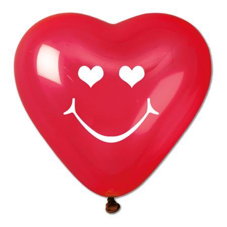 . Balón, 40 cm, srdiečko, smiley, červený 1