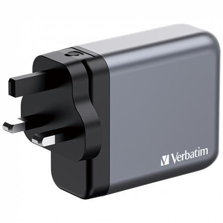 VERBATIM Sieťová nabíjačka, 2xUSB-C PD (140W), USB-C PD (20W), USB-A QC 3.0, EU/UK/US, GaN, VERBATI 2