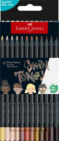 Farebné ceruzky, sada, trojhranné, FABER-CASTELL "Black Edition", 12 rôznych odtieňov ple 1