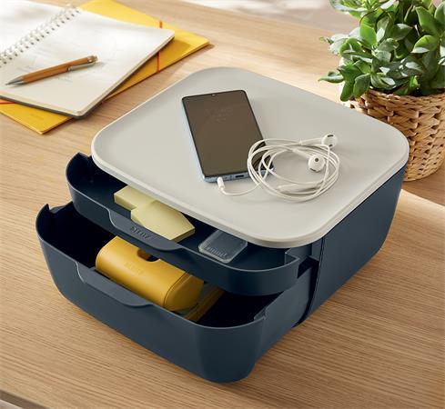 Zásuvkový box, plastový, 2 zásuvky, LEITZ "Cosy", zamatová sivá 4