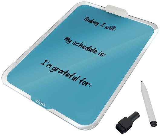 Magnetický sklenený flipchart, stolný, A4, LEITZ "Cosy", pokojná modrá 2