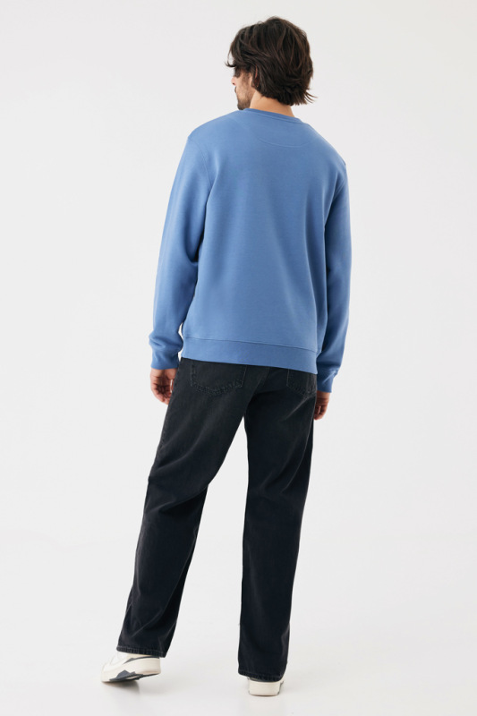 IQONIQ Toria Unisex mikina s okrúhl. výstrihom z rec. bavlny moon blue L 7