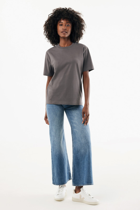 IQONIQ Nikko tričko z hrubej recyklovanej bavlny antracitová S 5