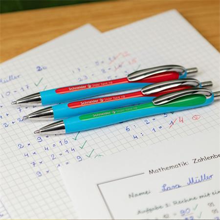 Guľôčkové pero, 0,7 mm, stláčací mechanizmus, SCHNEIDER "Slider Rave", zelené 5