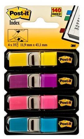 Záložka, plastová, 4x35 záložiek, 12x43 mm, 3M POSTIT, mix farieb