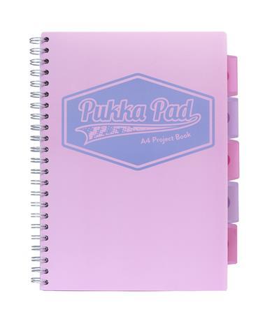 Špirálový zošit, A4, linajkový, 100 strán, PUKKA PAD,  "Pastel project book", mix farieb 2