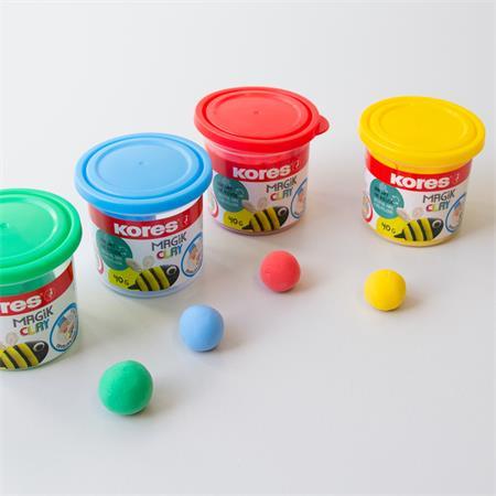 Plastelína,160 g, schnúca na vzduchu, 4 farby, KORES "Magic Clay" 5
