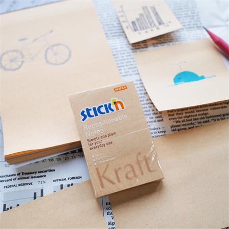 Samolepiaci poznámkový blok, linajkový, 150x101 mm, 100 listov, STICK N "Kraft Notes" 6