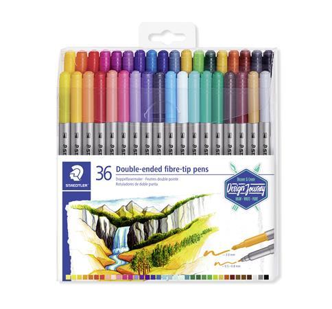 Fixky, sada, 0,8/3,0 mm, obojstranné, STAEDTLER "Design Journey", 36 rôznych farieb 1