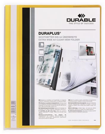 Rýchloviazač, A4, široký, priehľadné vrecko, DURABLE "DURAPLUS®", žltý 1