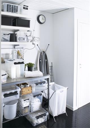 Úložný box, plastový, 31  l, čierne úchytky a kolieska, SMARTSTORE "Classic 35",  priehľad 5