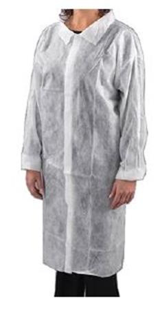 . Návštevnícky plášť, jednorazový, suchý zips, polypropylén, 20 g, veľkosť S, biely