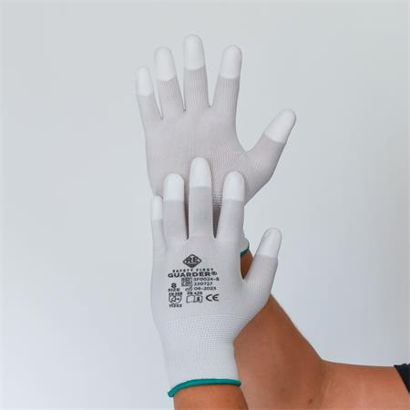 . Ochranné rukavice, s karbónovým vláknom, končeky prstov potiahnuté PU, veľkosť XS, bielo-s 1