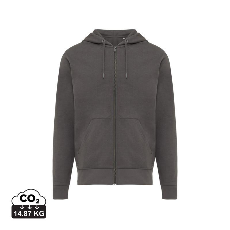 Mikina na zips s kapucňou IQONIQ Abisko z recykl. bavlny antracitová XL