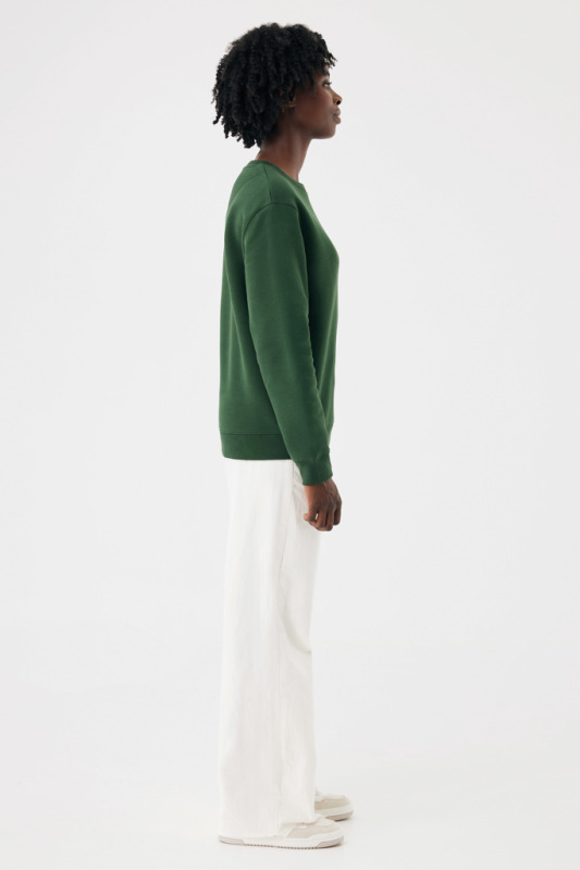 IQONIQ Toria Unisex mikina s okrúhl. výstrihom z rec. bavlny forest green M 11