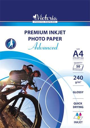 Fotopapier, pre atramentovú tlač, A4, 240 g, vysokolesklý, VICTORIA "Advanced" 1