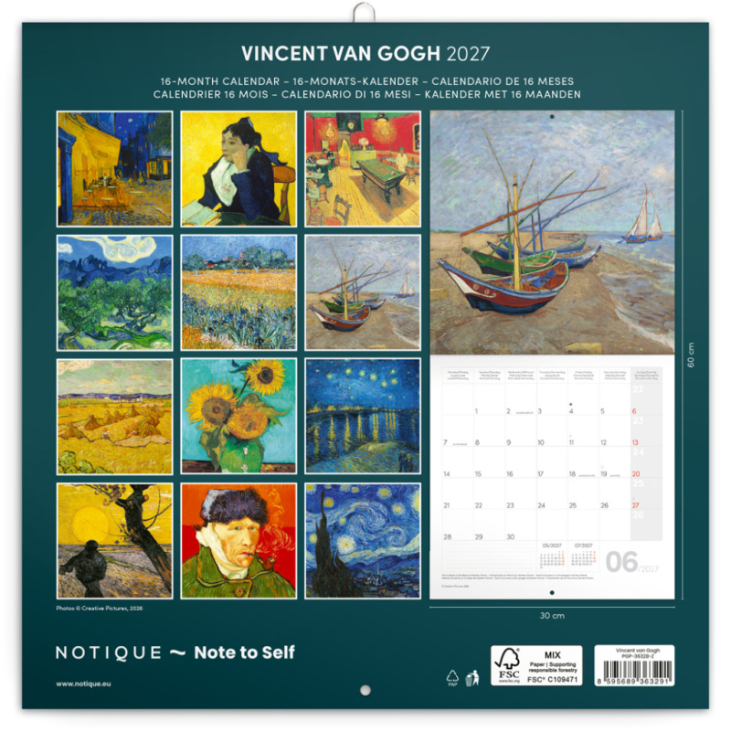 NOTIQUE Grid calendar Vincent van Gogh 2027, 30 x 30 cm 14