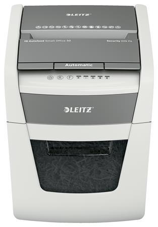 Skartovací stroj, krížový rez, 50 listov, LEITZ "IQ AutoFeed SmallOffice 50 P4 Pro"