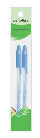 Guľôčkové pero, 0,3 mm, 2 ks/blister, s vrchnákom, FLEXOFFICE "Candee", modré 1