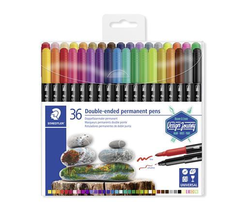 Permanentný popisovač, sada, obojstranný, 0,4/2,0 mm, STAEDTLER "Design Journey Twin-tip", 1