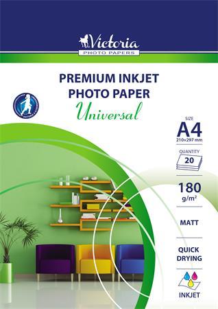 Fotopapier, pre atramentovú tlač, A4, 180 g, matný, VICTORIA "Universal"