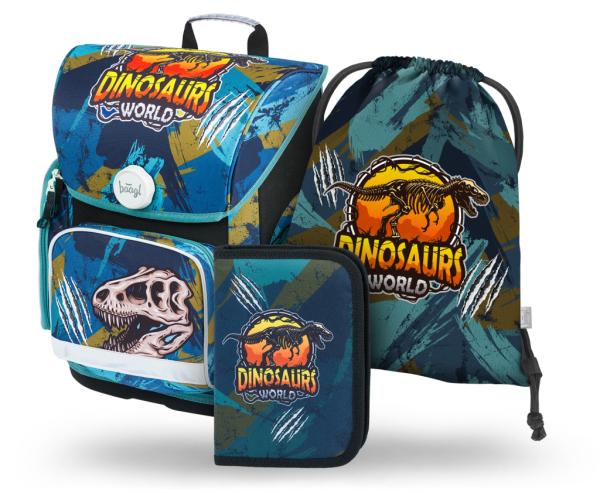 BAAGL SADA 3 Ergo Dinosaurs World: aktovka, peračník, vrecko