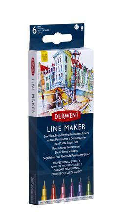 Liner, sada, 0,3 mm, DERWENT "Line Marker", 6 rôznych farieb 2
