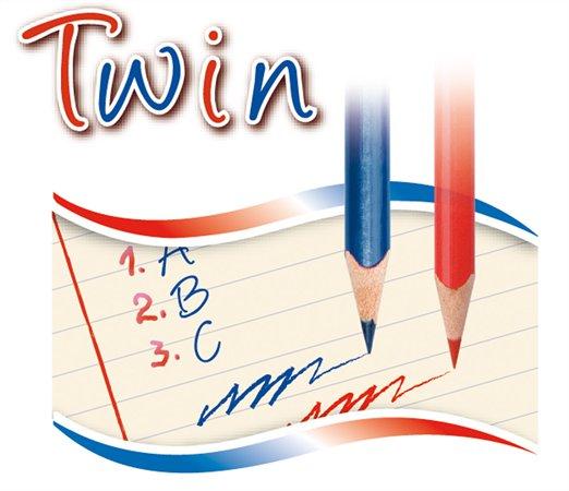 Poštová ceruzka, trojhranný tvar, KORES "Twin", modro-červená 2
