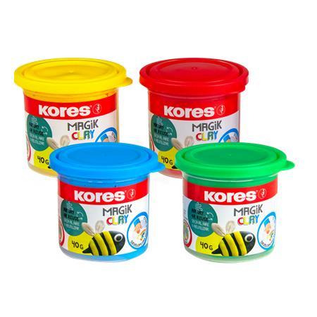 Plastelína,160 g, schnúca na vzduchu, 4 farby, KORES "Magic Clay" 1