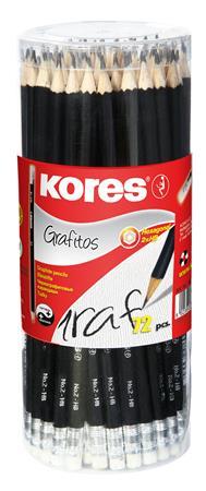 Grafitová ceruzka s gumou, HB, šesťhranná, KORES 1