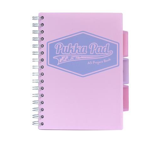 Špirálový zošit, A5, linajkový, 100 strán, PUKKA PAD "Pastel project book", rôzne farby 2