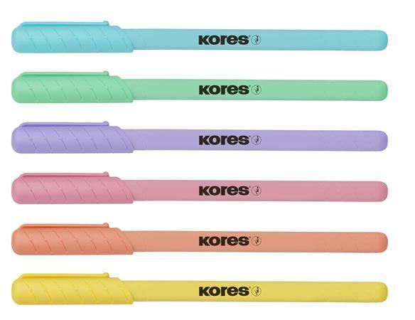 Gulôčkové pero, 1,0 mm, s uzáverom, trojuholníkový tvar, KORES "KOR-M Pastel", modré 2