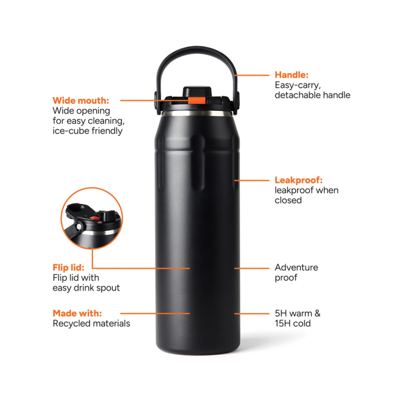 Nordic Drift Trail RCS Izolovaná športová fľaša 940 ml čierna 2