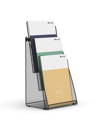 Stojan na prospekty, drôtený, stolový, vertikálny, A4, 3 priehradky, ALBA, čierny 2