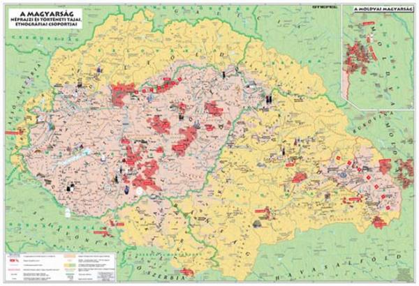 Podložka na stôl, obojstranná, STIEFEL  "Maďarská etnografická mapa" 1