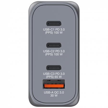 VERBATIM Sieťová nabíjačka, 2xUSB-C PD (100W), USB-C PD (65W), USB-A QC 3.0, EU/UK/US, GaN, VERBATI 4