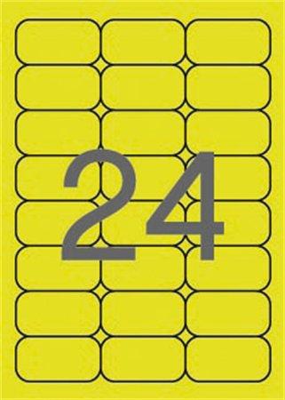 Etikety, 64x33,9 mm, farebné, zaoblené rohy, APLI, neónové žlté, 480 etikiet/bal 1