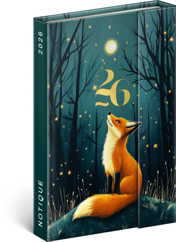 NOTIQUE Týždenný magnetický diár Líška 2026, 11 x 16 cm