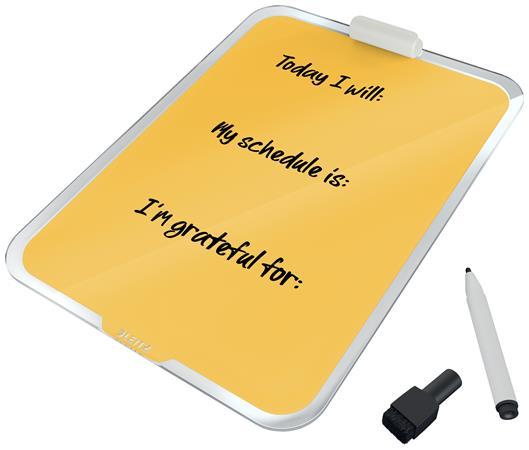 Magnetický sklenený flipchart, stolný, A4, LEITZ "Cosy", teplá žltá 2